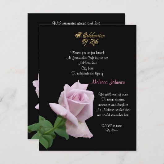 Feier des Lebens Einladung Lavendel Rose (Vorne/Hinten)