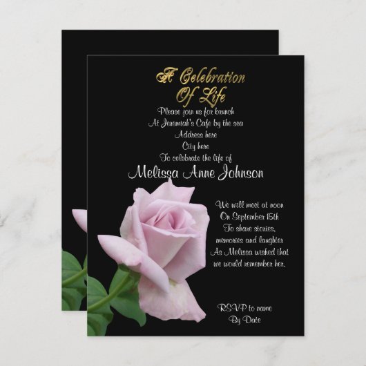 Feier des Lebens Einladung Lavendel Rose (Vorne/Hinten)