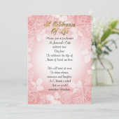 Feier des Lebens Einladung rosa Blütenpracht (Stehend Vorderseite)