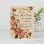 Feier des Lebens Einladung Schmetterlinge (Stehend Vorderseite)