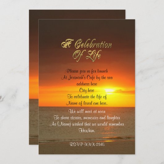 Feier des Lebens Einladung Sonnenuntergang (Vorne/Hinten)