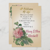 Feier des Lebens Einladung Vintage Rose (Vorne/Hinten)