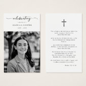 Feier des Lebens Elegante Beerdigungskarte (Vorne & Hinten)