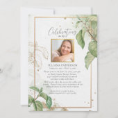 Feier des Lebens Elegante Fotos der Foliage Beerdi Einladung (Vorderseite)