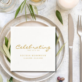 Feier des Lebens Elegante Gold-Script-Beerdigung Serviette