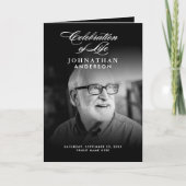 Feier des Lebens Elegante Script 4-Foto Beerdigung Programm (Vorderseite)