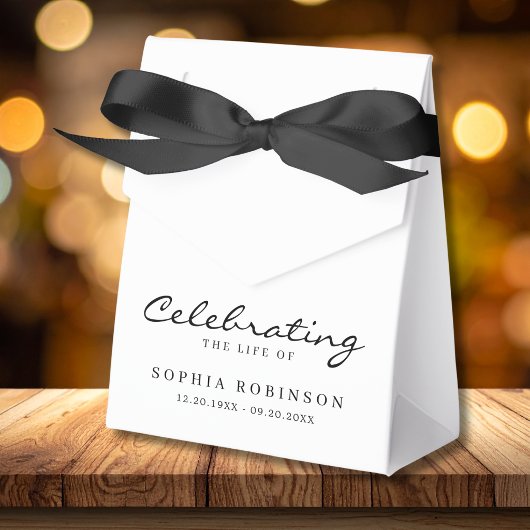Feier des Lebens Elegante Script Beerdigung Geschenkschachtel