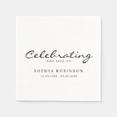 Feier des Lebens Elegante Script Beerdigung Serviette (Vorderseite)