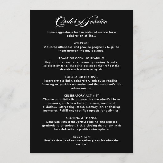 Feier des Lebens Elegante Script Foto Beerdigung Programm (Rückseite)