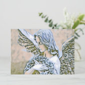 Feier des Lebens - Engel mit Blume Einladung (Stehend Vorderseite)