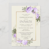Feier des Lebens Erröten Lila Rose Bläschen Einladung (Vorne/Hinten)
