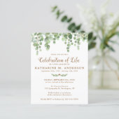 Feier des Lebens Eukalyptus Grüne Einladung (Stehend Vorderseite)