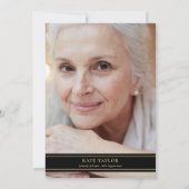 Feier-des-Lebens-Foto-Grün Schwarz und Gold Einladung (Rückseite)