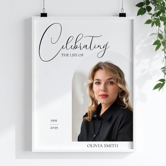 Feier des Lebens Foto Minimalistische Schrift Erin Poster