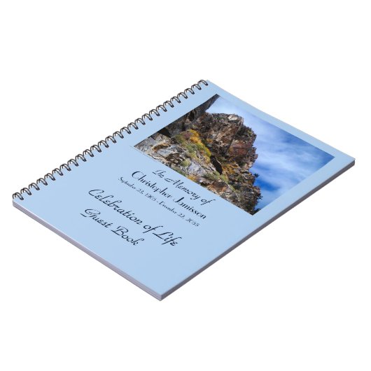 Feier des Lebens-Gästebuches, rauschende Berge Notizblock (Linke Seite)