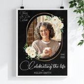 Feier des Lebens, Gedenkfeier Elegante Blumen-Foto Poster