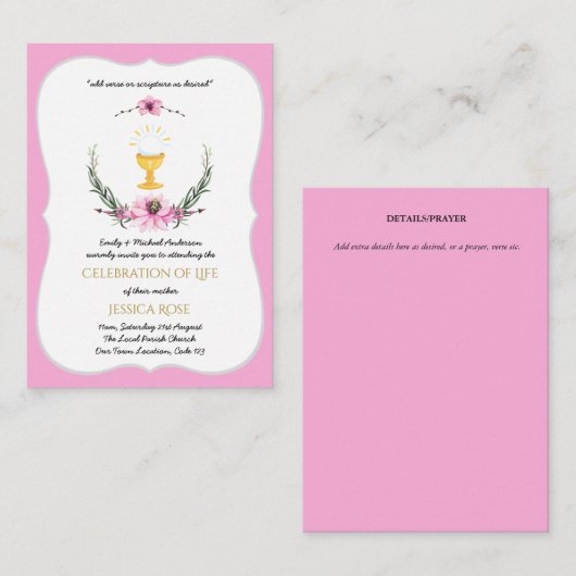 Feier des Lebens, Gedenkstätte, Gebetskarte - Mini Begleitkarte (Vorne/Hinten)