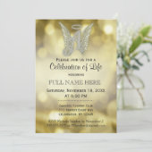 Feier des Lebens - Gold Bokeh Einladung (Stehend Vorderseite)