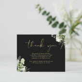 Feier des Lebens Grünblütige Schwarze und Goldene Dankeskarte (Stehend Vorderseite)