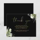 Feier des Lebens Grünblütige Schwarze und Goldene Dankeskarte (Vorne/Hinten)