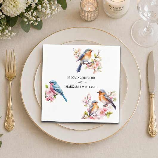 Feier des Lebens Kleine Vögel Floral Serviette