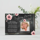 Feier des Lebens laden Rosa u. schwarzes Blumen Einladung (Stehend Vorderseite)