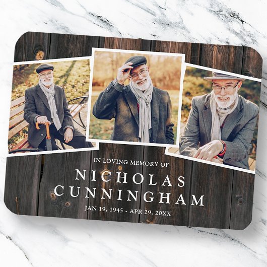 Feier des Lebens Land Rustikales dunkles Holz Foto Magnet