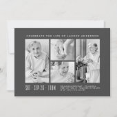 Feier des Lebens Moderne einfache 4-FotoCollage Einladung (Vorderseite)