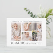 Feier des Lebens Moderne einfache 4-FotoCollage Einladung (Stehend Vorderseite)