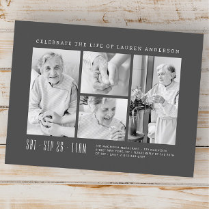 Feier des Lebens Moderne einfache 4-FotoCollage Postkarte