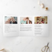 Feier des Lebens Moderne Elegant 11-Foto Dreifach-gefaltete Programmkarte (Innenseite)