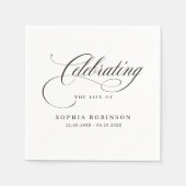 Feier des Lebens Moderne Elegante Script Beerdigun Serviette (Vorderseite)