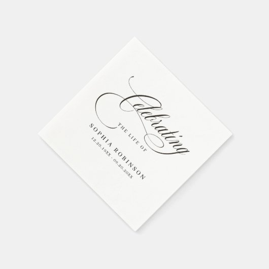 Feier des Lebens Moderne Elegante Script Beerdigun Serviette (Ecke)