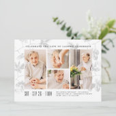 Feier des Lebens Moderne Foliage 4 Foto Grid Einladung (Stehend Vorderseite)