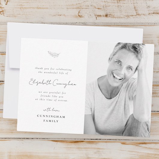 Feier des Lebens Modernes Minimalistisches Foto Dankeskarte