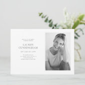 Feier des Lebens Modernes Minimalistisches Foto Einladung (Stehend Vorderseite)