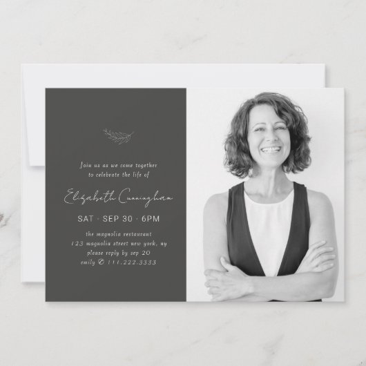 Feier des Lebens Modernes Minimalistisches Foto Einladung (Vorderseite)