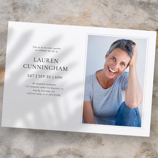 Feier des Lebens Modernes Minimalistisches Foto Einladung