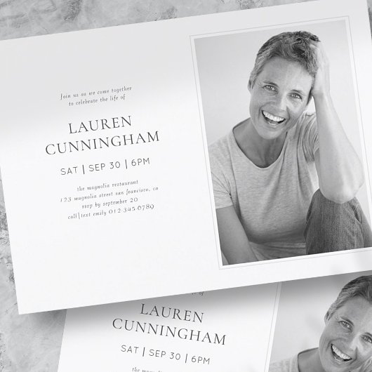 Feier des Lebens Modernes Minimalistisches Foto Einladung