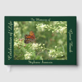 Feier des Lebens, Name, Orangene Schmetterling, Gr Gästebuch (Vorderseite)