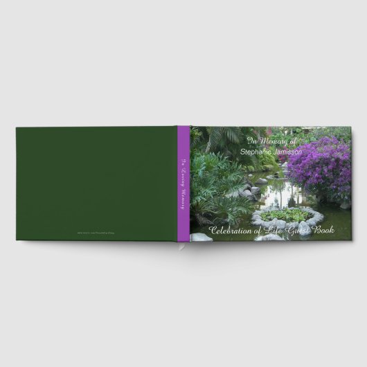 Feier des Lebens, Name, violette Blumen Gästebuch (Voll)