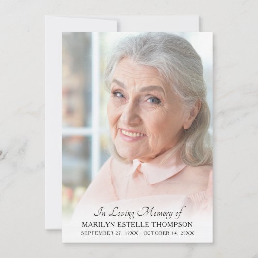 Feier des Lebens Rosa Foto Einladung (Rückseite)