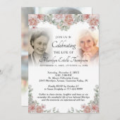 Feier des Lebens Rosa Foto Einladung (Vorne/Hinten)