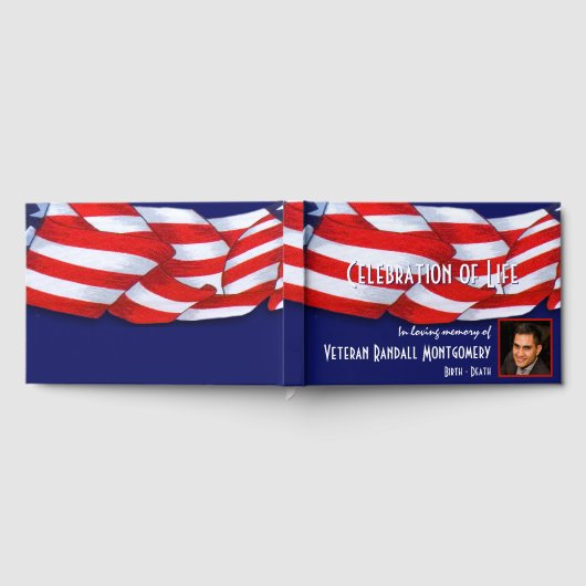 Feier des Lebens Rot Blau Custom Foto Gästebuch (Voll)