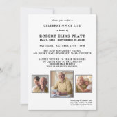 Feier des Lebens Schwarz-weiß 3 Foto Einladung (Vorderseite)