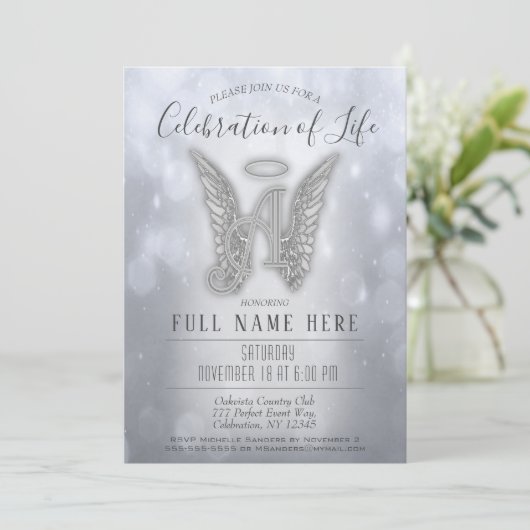 Feier des Lebens - Silver Memorial Einladung (Stehend Vorderseite)