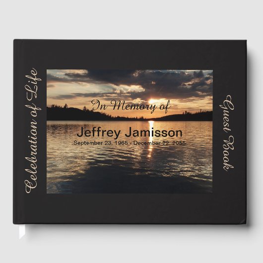 Feier des Lebens, Sonnenuntergang am See, Name, Gästebuch (Vorderseite)