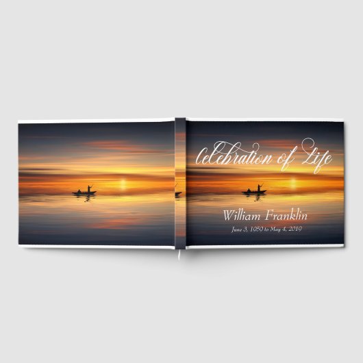 Feier des Lebens Sonnenuntergang Wassersee Fischer Gästebuch (Voll)