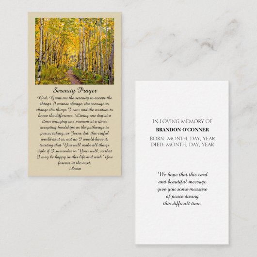 Feier des Lebens Sympathieausweis auf dem Lande Visitenkarte (Vorne/Hinten)