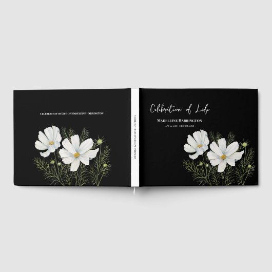 Feier des Lebens Weißkosmos Blume Malerei Gästebuch (Voll)